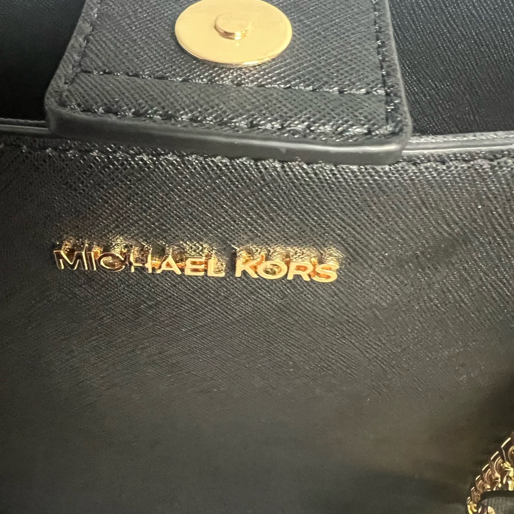 Michael Kors Black Saffiano Shoulder Tote with Gold Hardware - Picture 7 of 7